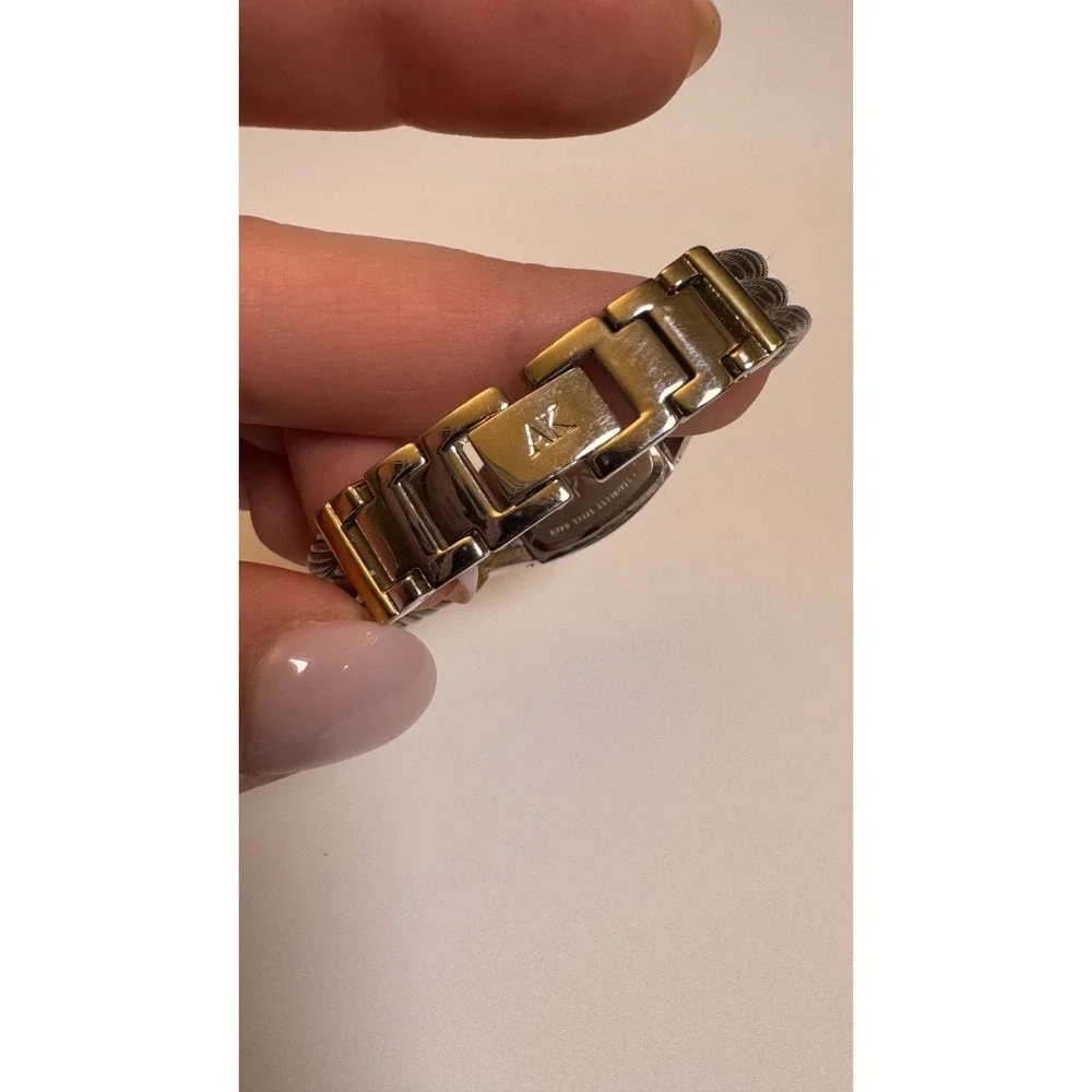 Anne‎ Klein Diamond Mother of Pearl Womens Watch Gold Tone Cable Bracelet
